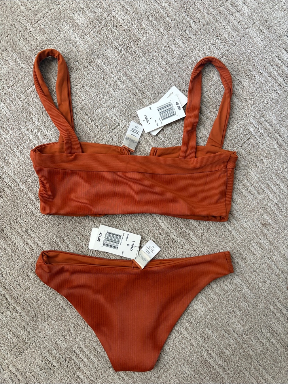 l*space Ribbed Rust Orange Bikini Set - Picture 2 of 4